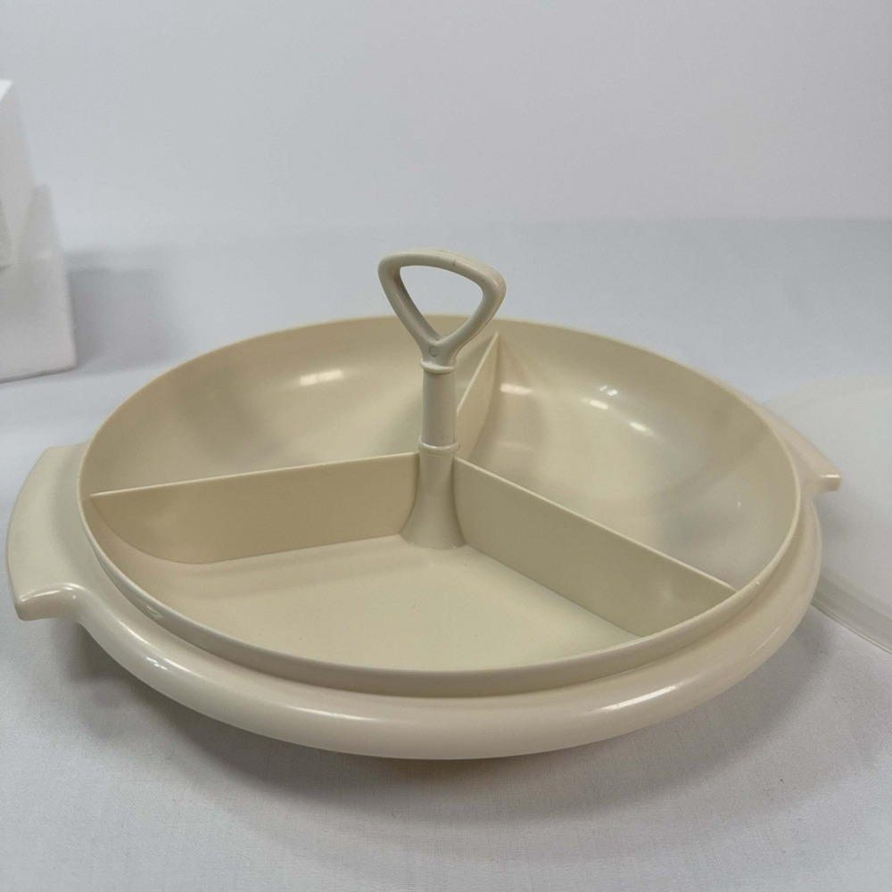 Vintage Tupperware Suzette 3 Section Relish Serving Tray 608 With Lid